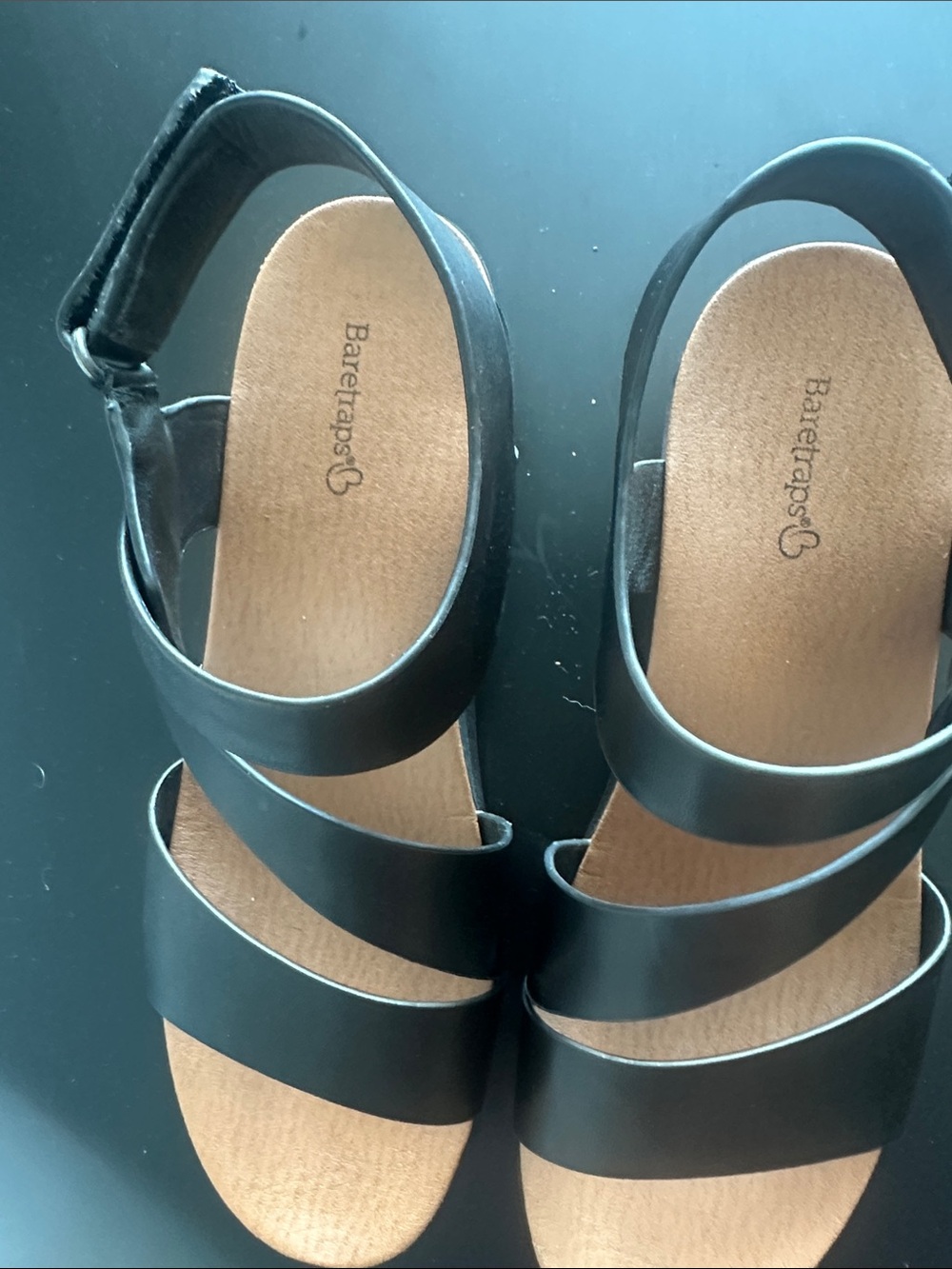 BareTraps Black Three-Strap Slingback Sandals